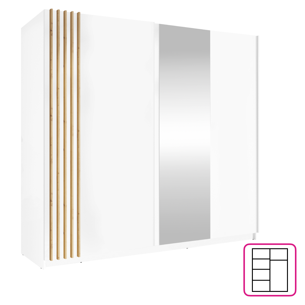 Dulap BRESCIA TIP 2, alb/stejar artisan, 200x63.5x198.5 cm Kondela