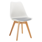 Scaun IVREA 3, alb/gri/fag, lemn/plastic/piele eco Kondela