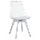 Scaun IVREA 3, transparent alb, acrilat/piele ecologică/alb, 48x53x82 cm Kondela