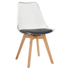 Scaun IVREA 3, negru transparent, acrilic/piele ecologică/fag, 48x53x82 cm Kondela
