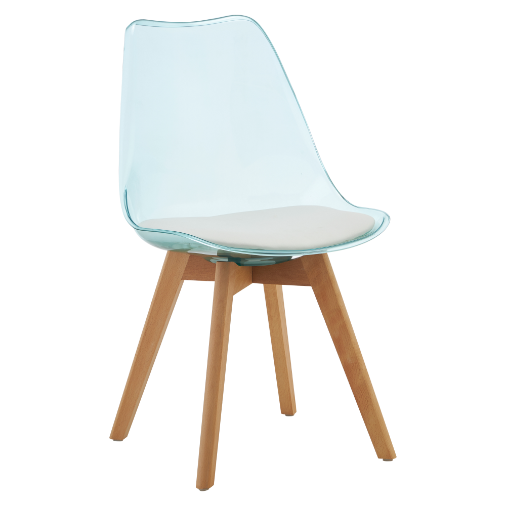 Scaun, verde transparent, acrilic/piele ecologică/fag, BALI 3 NEW Kondela