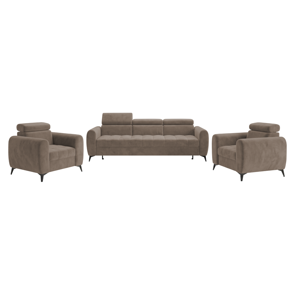 Canapea extensibilă 3 locuri SINTRA, maro, 254x97x88 cm Kondela