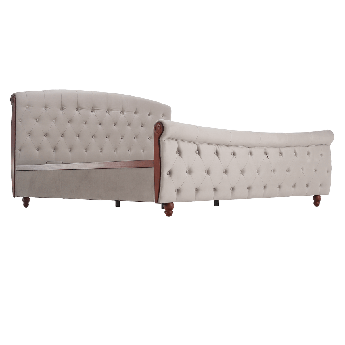 Pat cu somieră, 180x200, gri-maroniu, ţesătură Taupe Velvet, BARETO Kondela