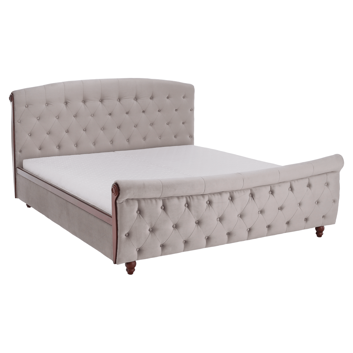 Pat cu somieră, 180x200, gri-maroniu, ţesătură Taupe Velvet, BARETO Kondela