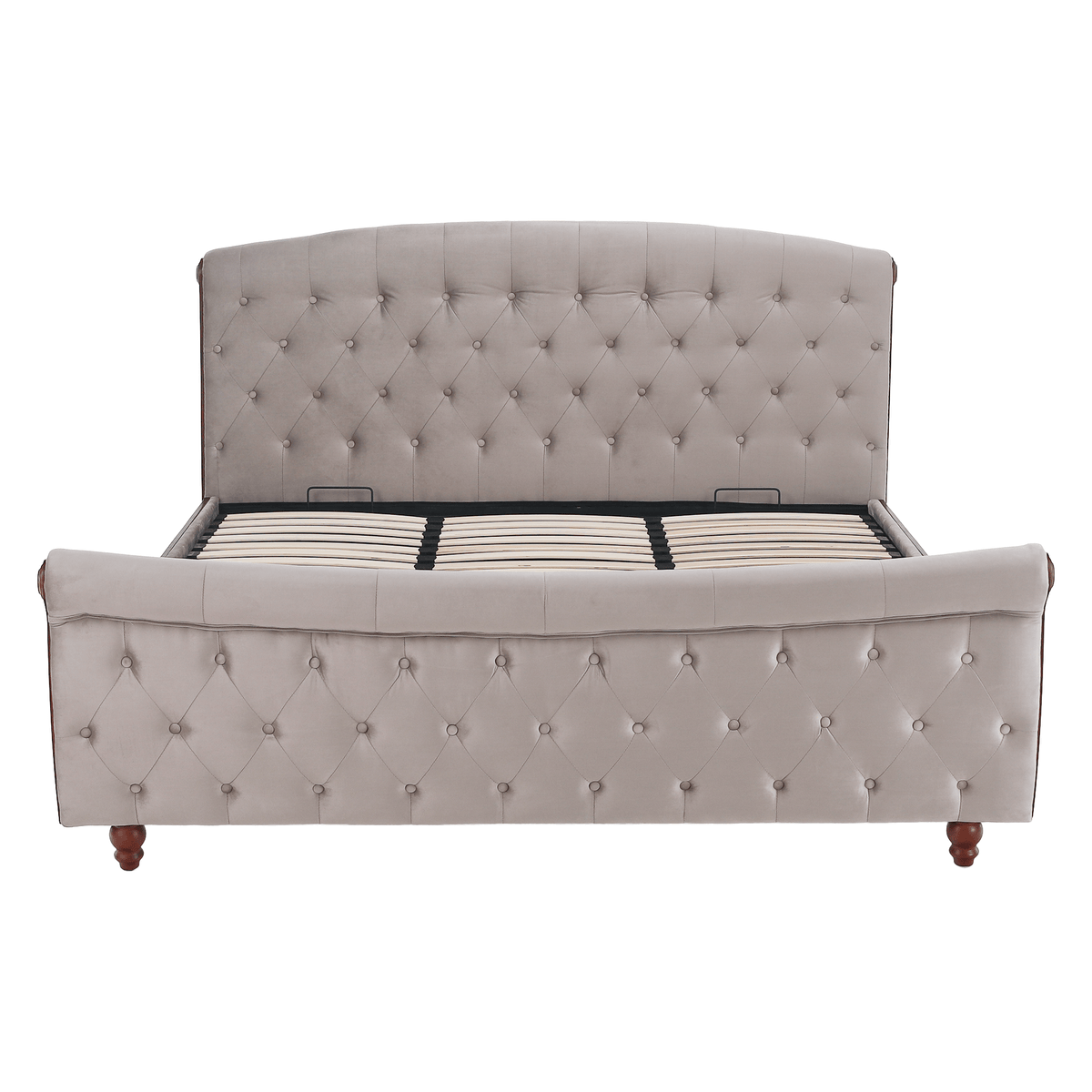 Pat cu somieră, 180x200, gri-maroniu, ţesătură Taupe Velvet, BARETO Kondela