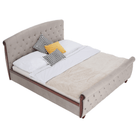 Pat cu somieră, 180x200, gri-maroniu, ţesătură Taupe Velvet, BARETO Kondela