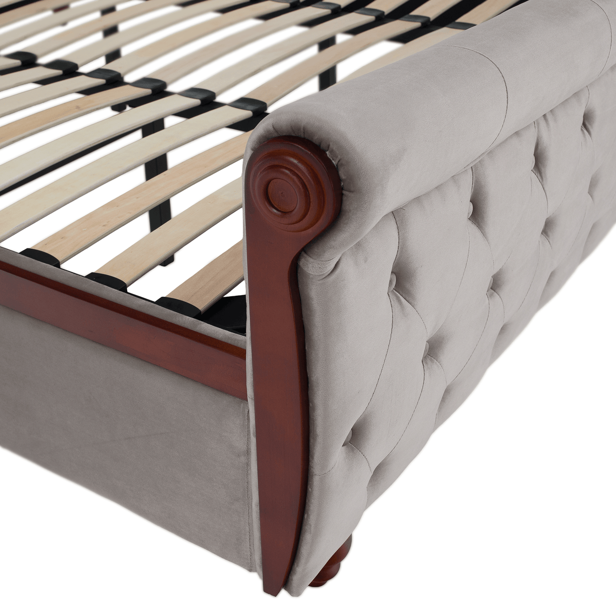 Pat cu somieră, 180x200, gri-maroniu, ţesătură Taupe Velvet, BARETO Kondela