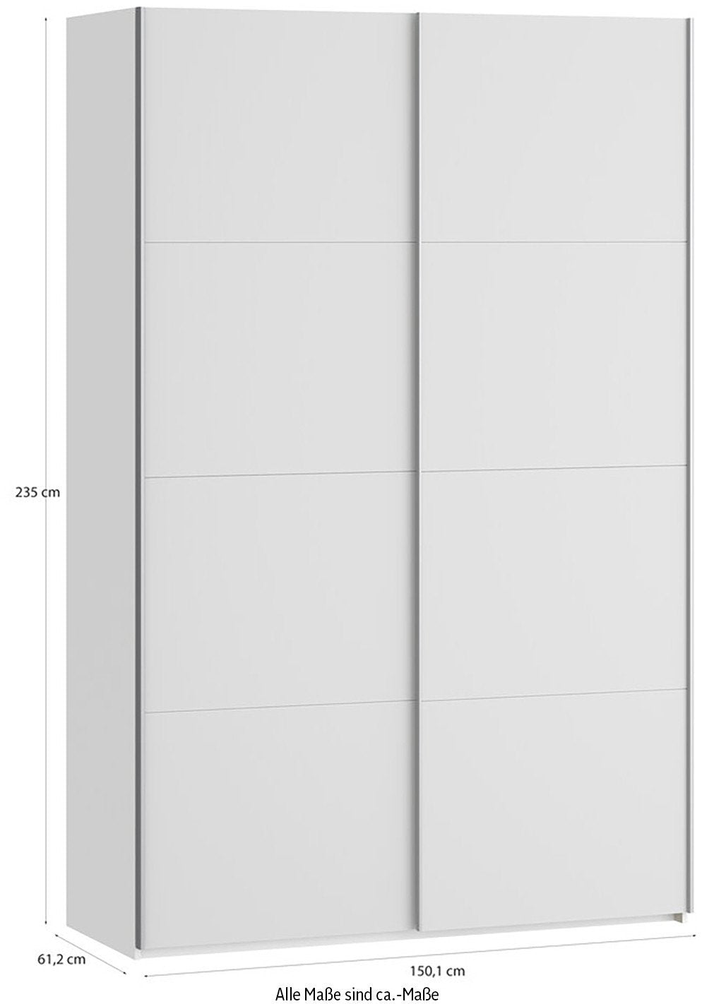 Dulap Fittio cu uși glisante, alb, 150×235×61 cm Arboteca