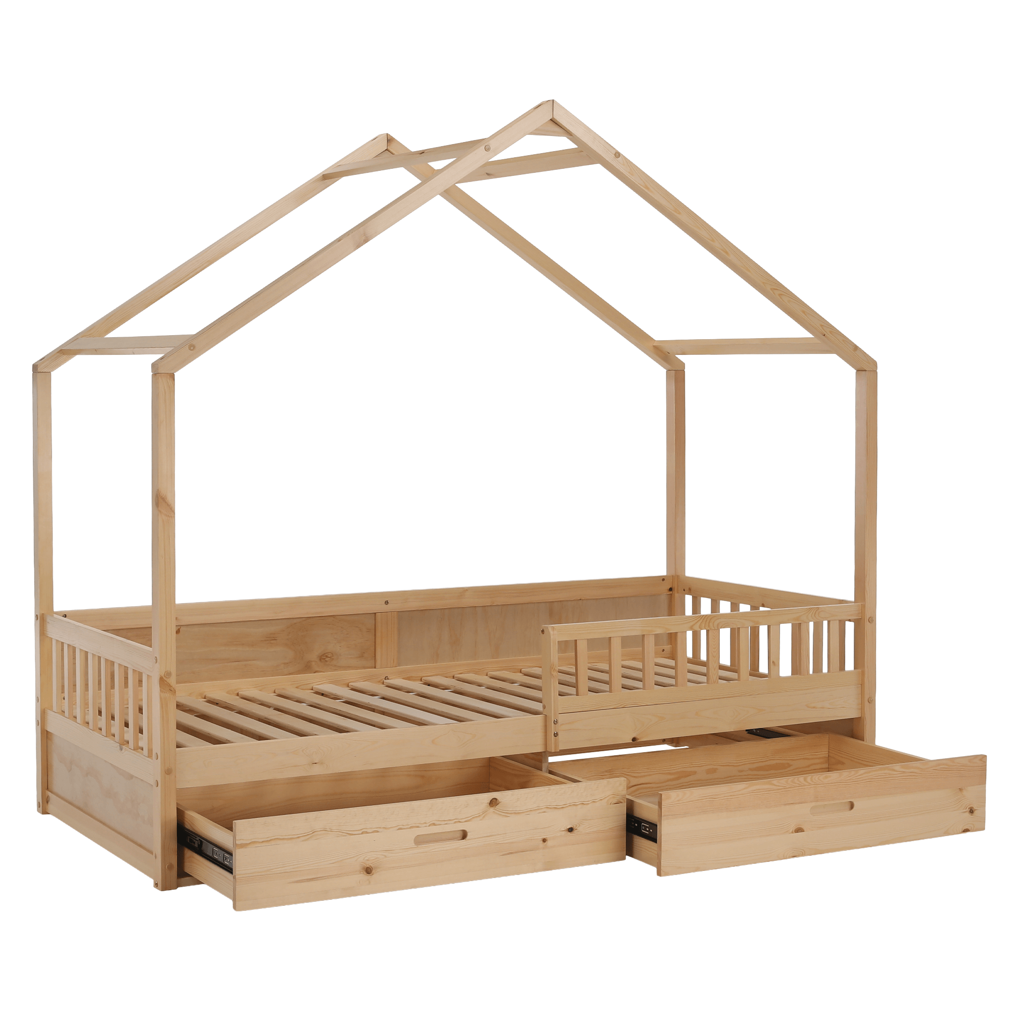 Pat Montessori FLORAC, 90x200, natural, masiv, pin masiv, 207x97x187 cm Kondela