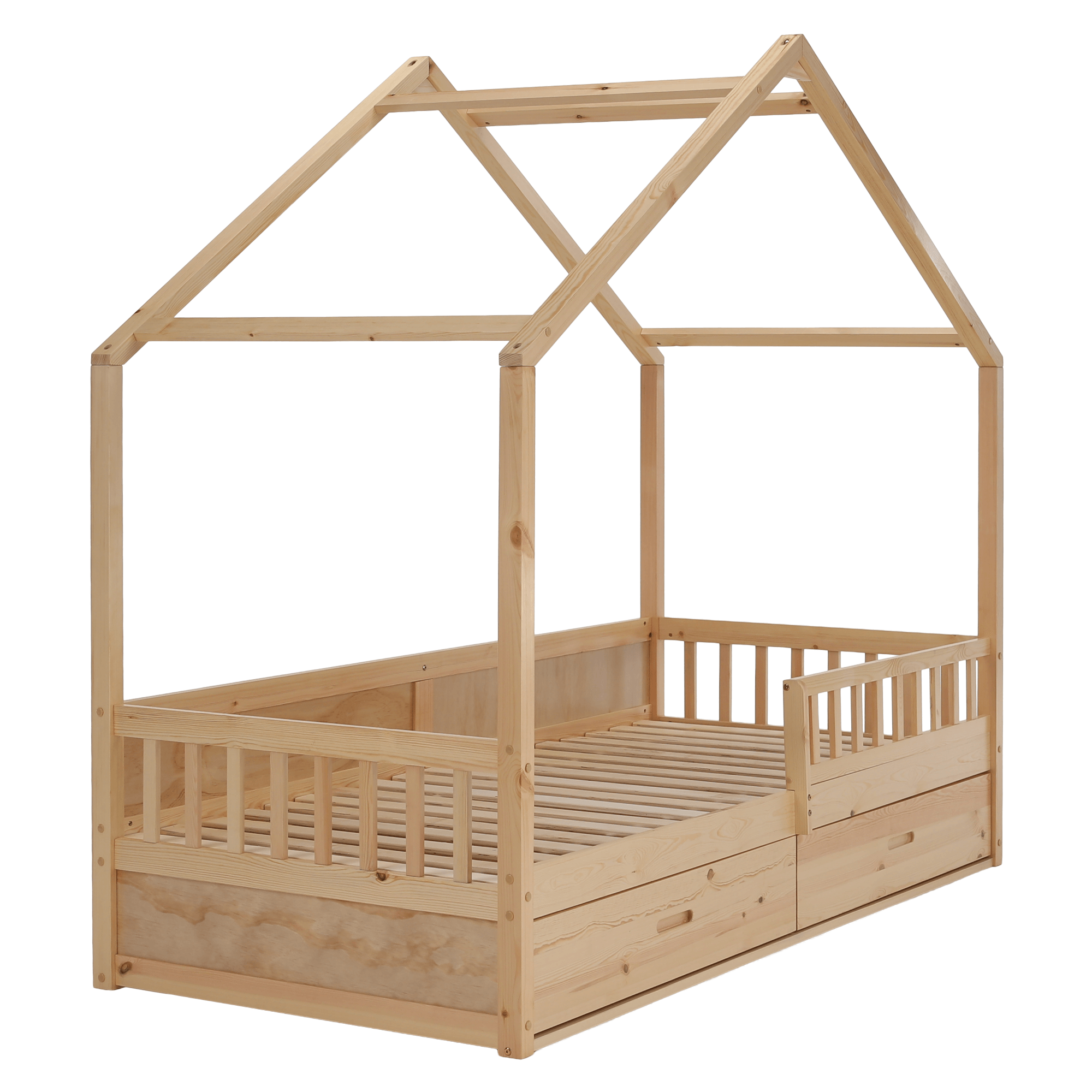 Pat Montessori FLORAC, 90x200, natural, masiv, pin masiv, 207x97x187 cm Kondela