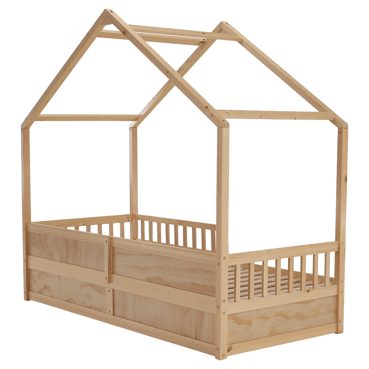 Pat Montessori FLORAC, 90x200, natural, masiv, pin masiv, 207x97x187 cm Kondela