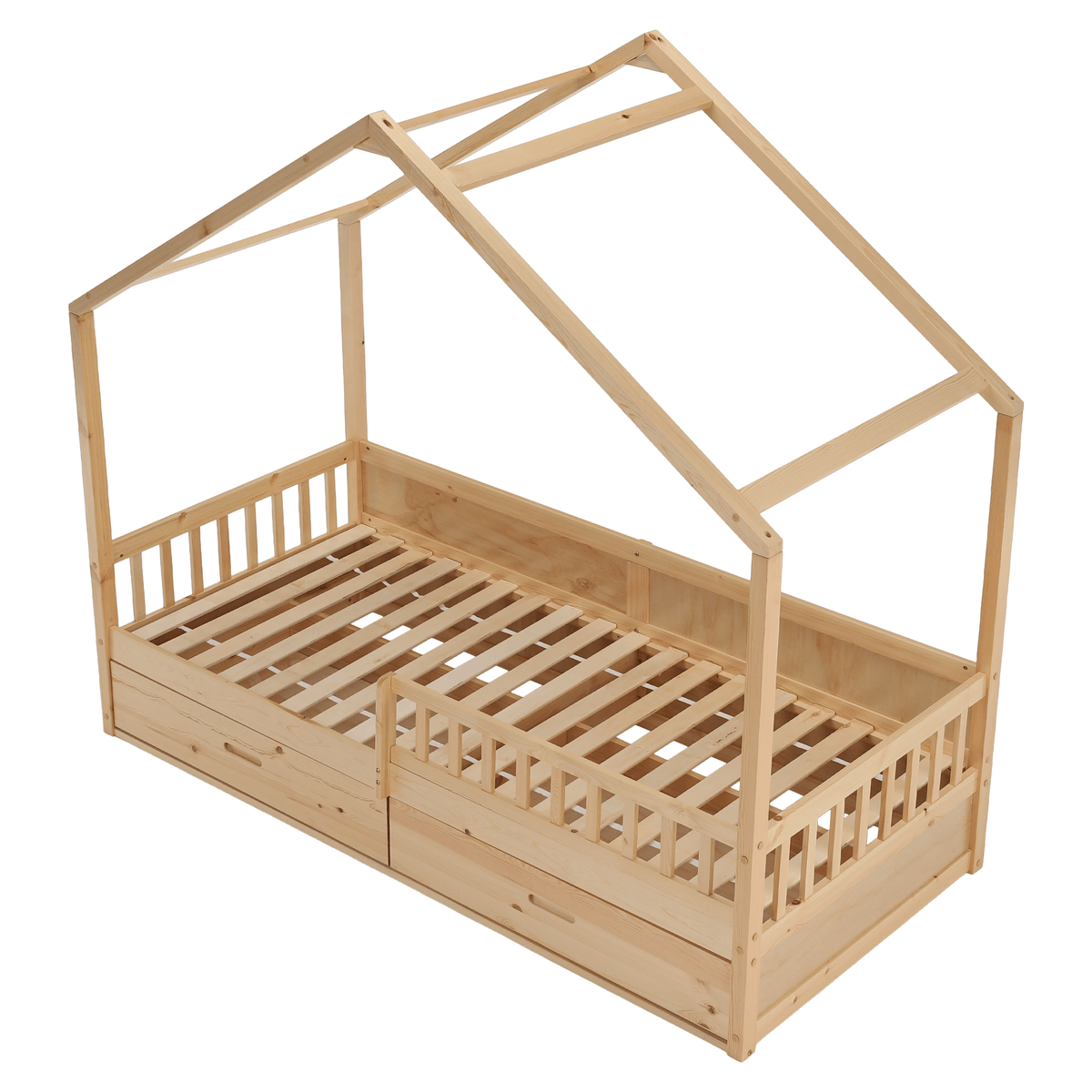 Pat Montessori FLORAC, 90x200, natural, masiv, pin masiv, 207x97x187 cm Kondela