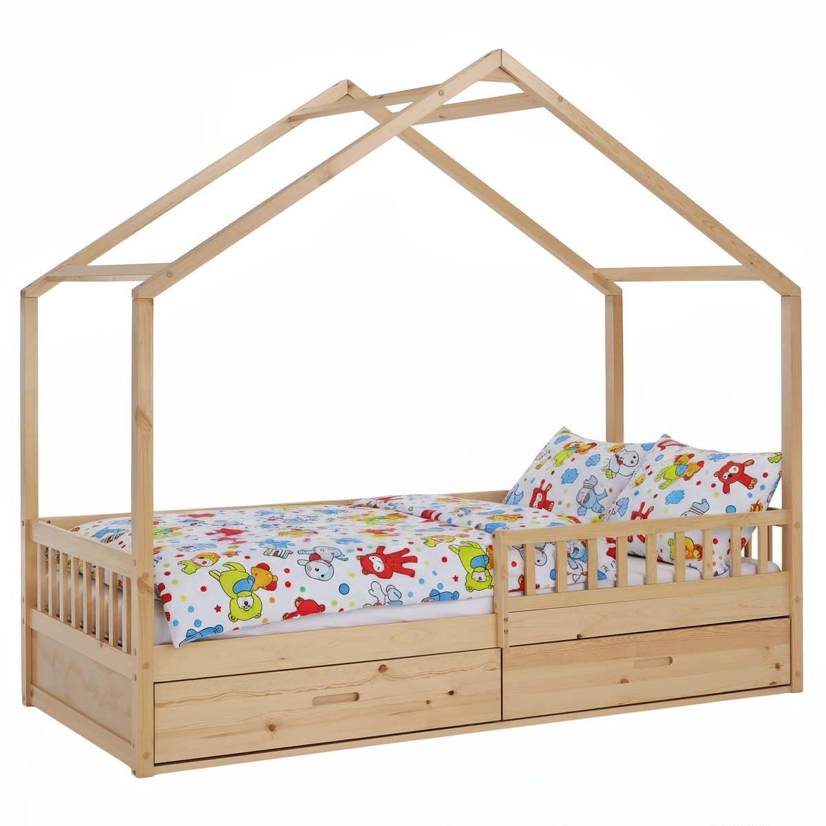Pat Montessori FLORAC, 90x200, natural, masiv, pin masiv, 207x97x187 cm Kondela