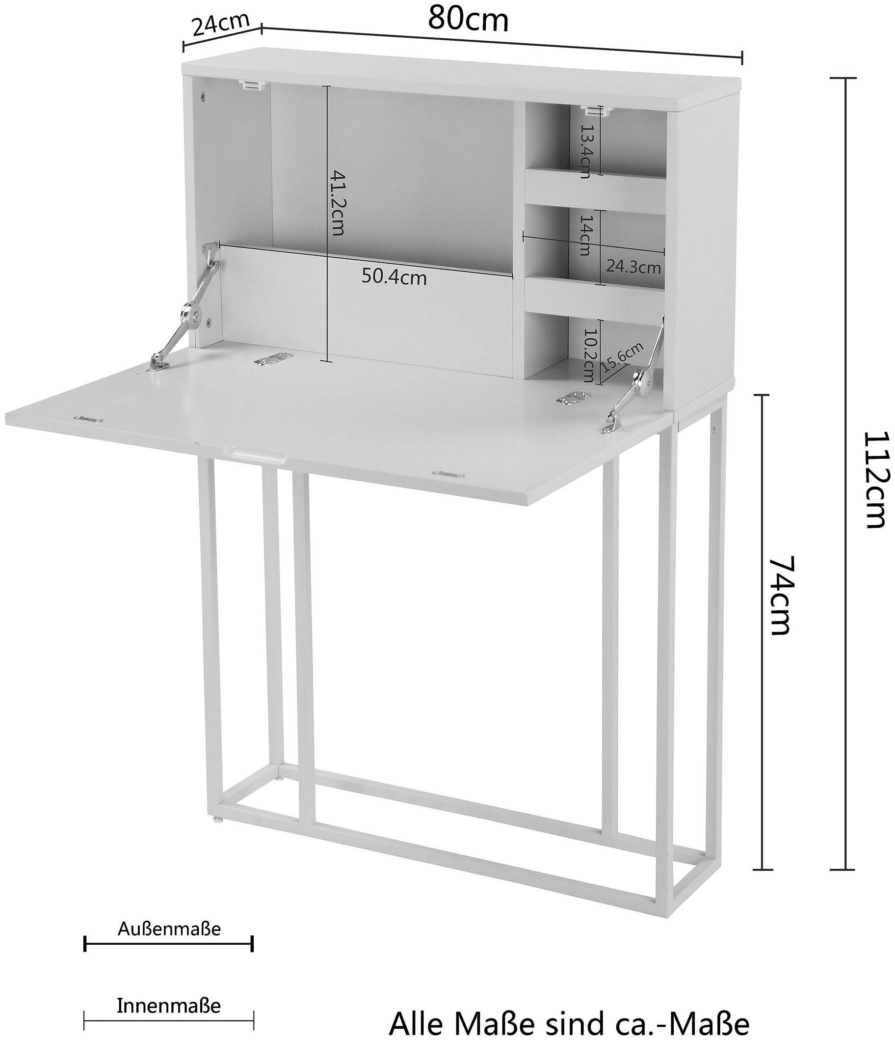 Birou inalt Ranya, creme, 80 cm latime Arboteca