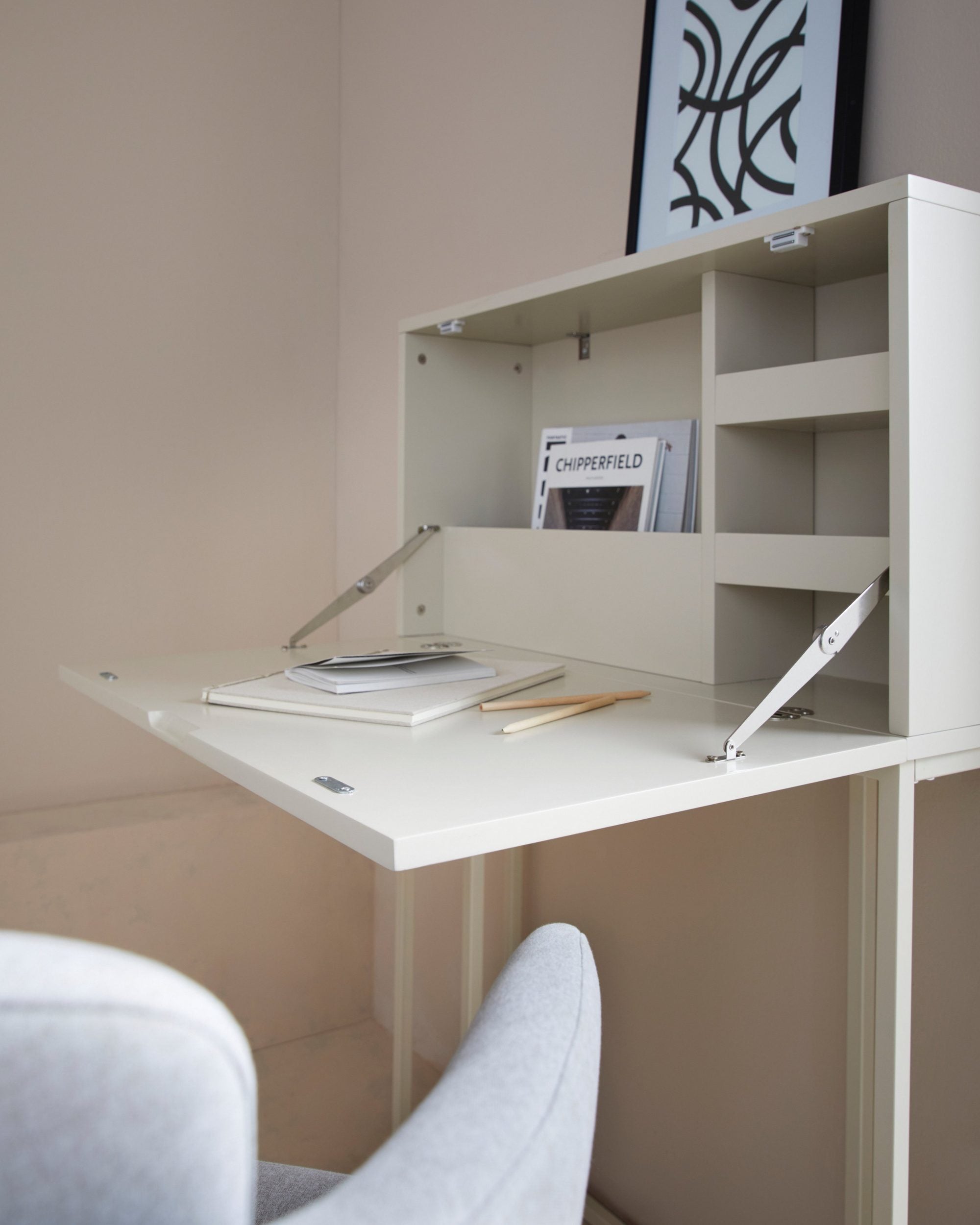 Birou inalt Ranya, creme, 80 cm latime Arboteca