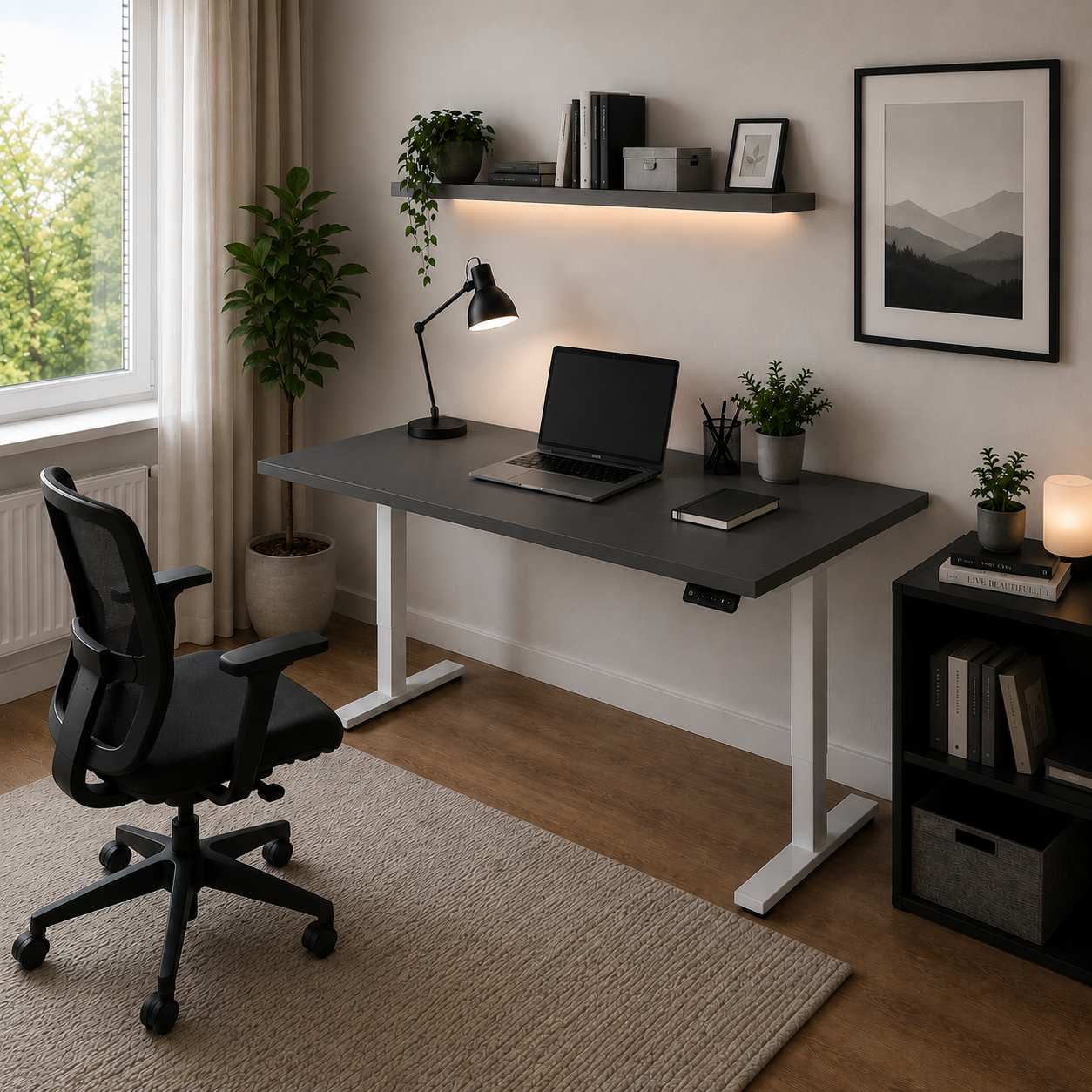 Birou LAZISE antracit cu înălțime reglabilă electric, blat 3,6 cm, 130x60x68-115 cm Default Title Arboteca