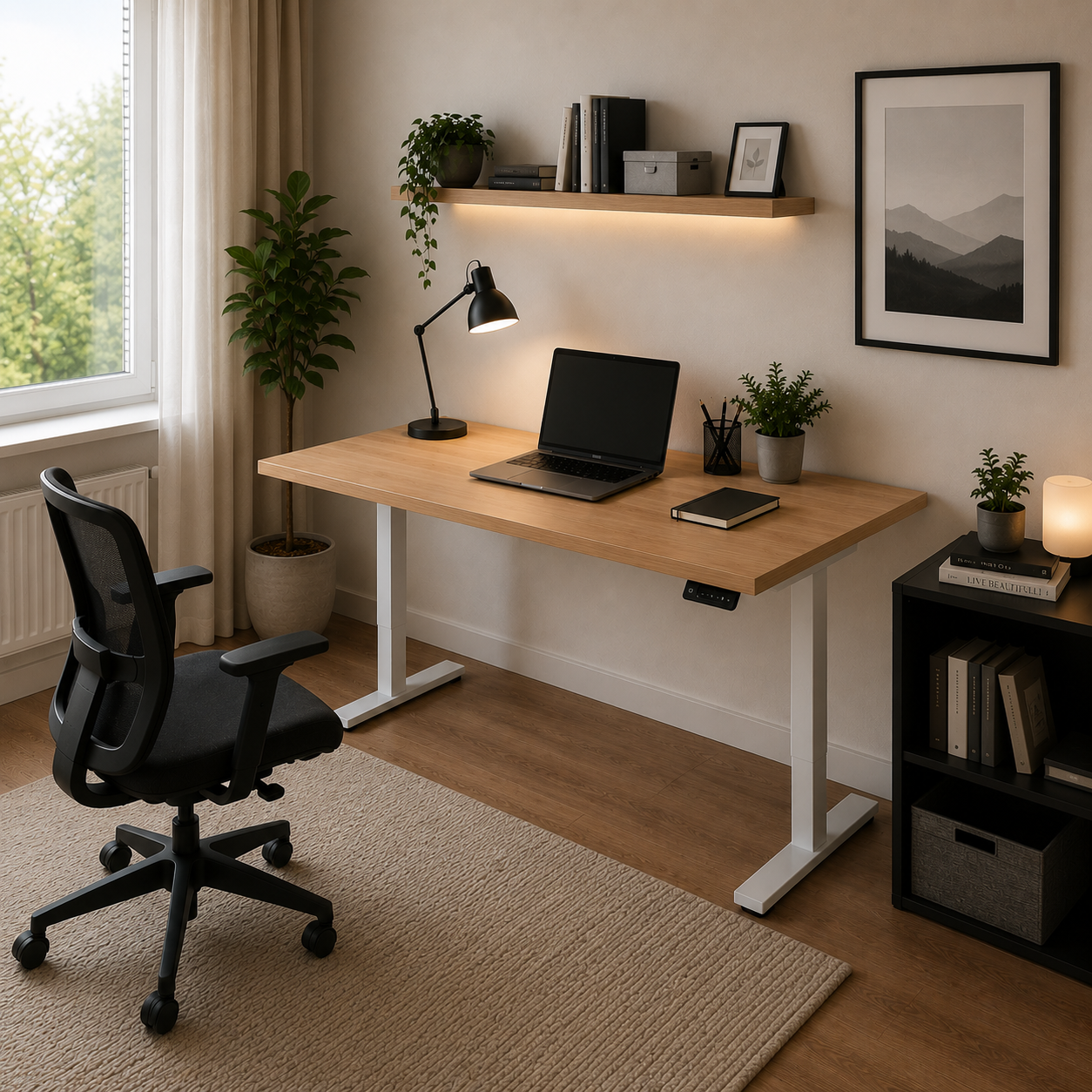 Birou LAZISE sonoma cu înălțime reglabilă electric, blat 3,6 cm, 130x60x68-115 cm Default Title Arboteca
