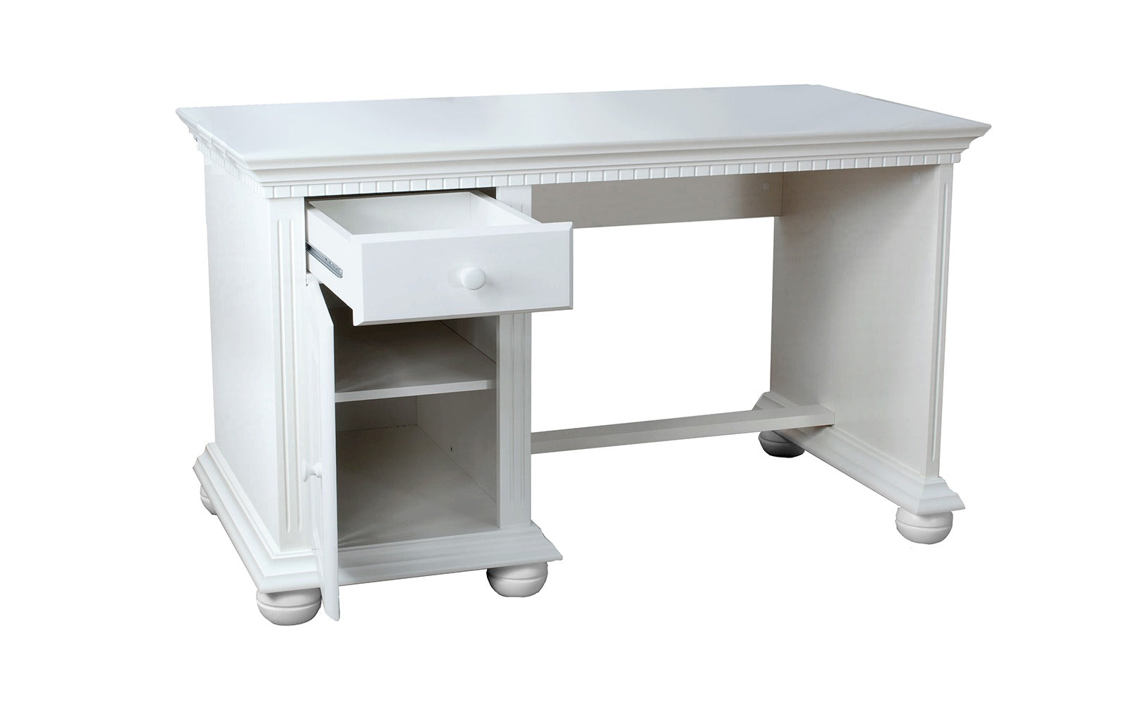 Birou Bavaria din lemn masiv, 120x75x75, Alb Arboteca