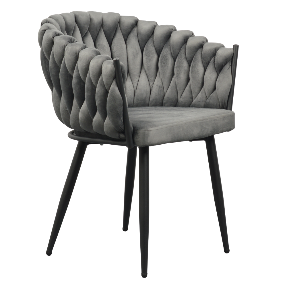 Scaun de bucătărie GUADIX, gri închis țesătură velvet/negru, 64x55x78 cm Kondela