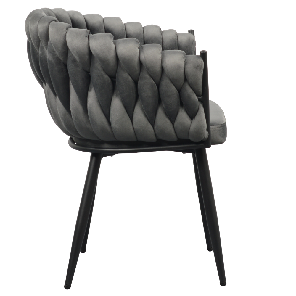 Scaun de bucătărie GUADIX, gri închis țesătură velvet/negru, 64x55x78 cm Kondela