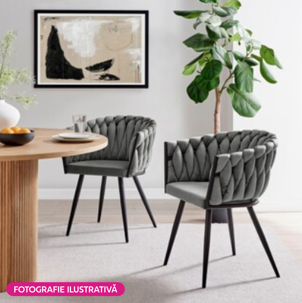 Scaun de bucătărie GUADIX, gri închis țesătură velvet/negru, 64x55x78 cm Kondela