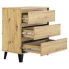 Comodă cu 3 sertare BOGAN NEW, stejar artisan, fără mânere, 70 cm Kondela
