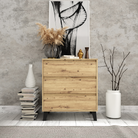 Comodă cu 3 sertare BOGAN NEW, stejar artisan, fără mânere, 70 cm Kondela