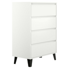 Comodă cu 4 sertare BOGAN NEW, albă, design fără mânere, 70 cm Kondela