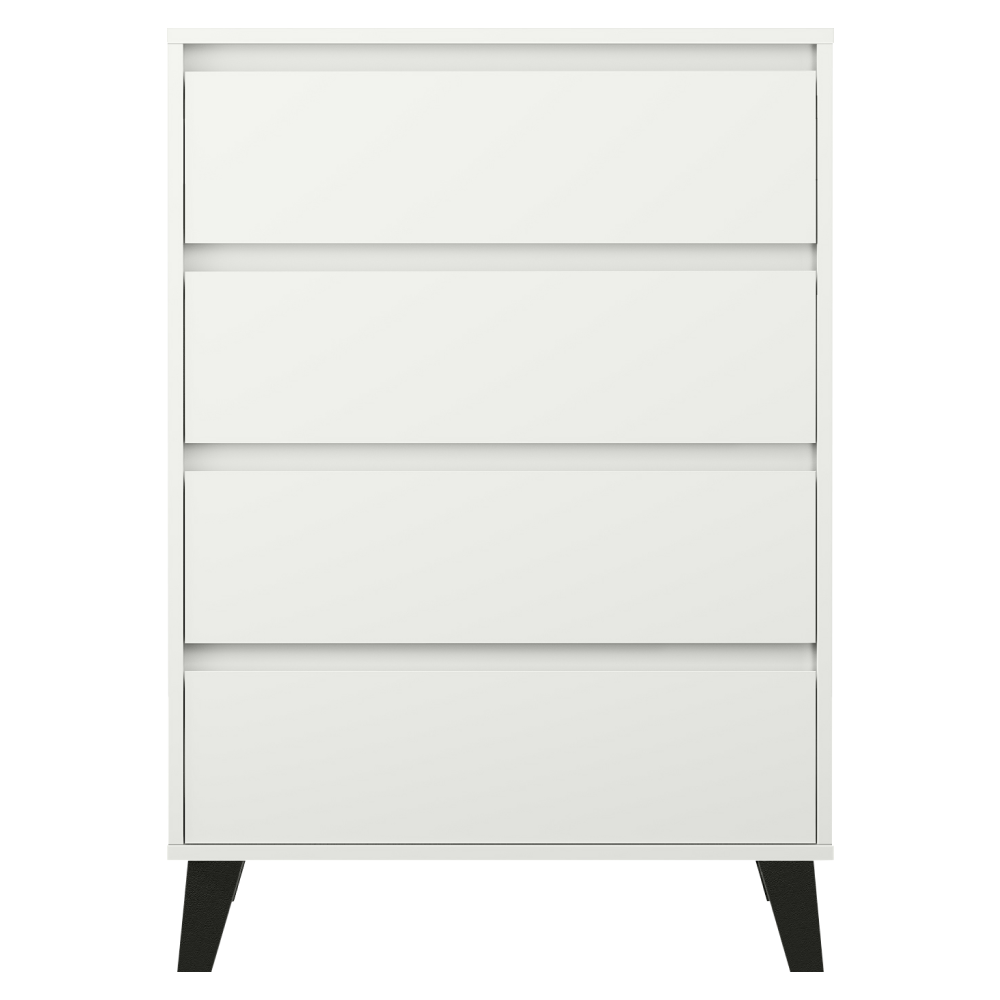 Comodă cu 4 sertare BOGAN NEW, albă, design fără mânere, 70 cm Kondela