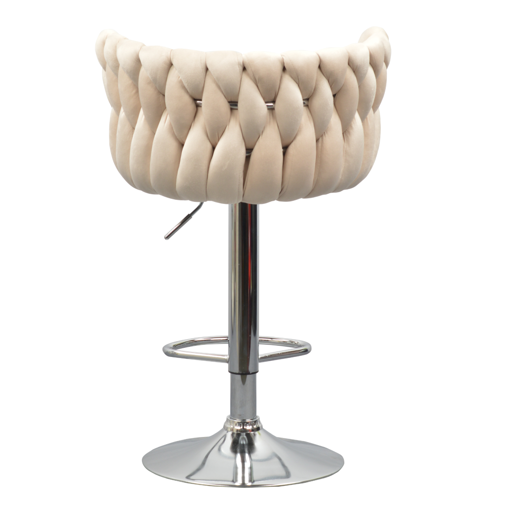 Scaun de bar de design, bej țesătură Velvet/crom, 53x50x80 cm Kondela