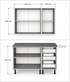 Bucătărie SALAMANCA albă 1,2 m, PAL 18 mm, blat termorezistent 3,8 cm Arboteca