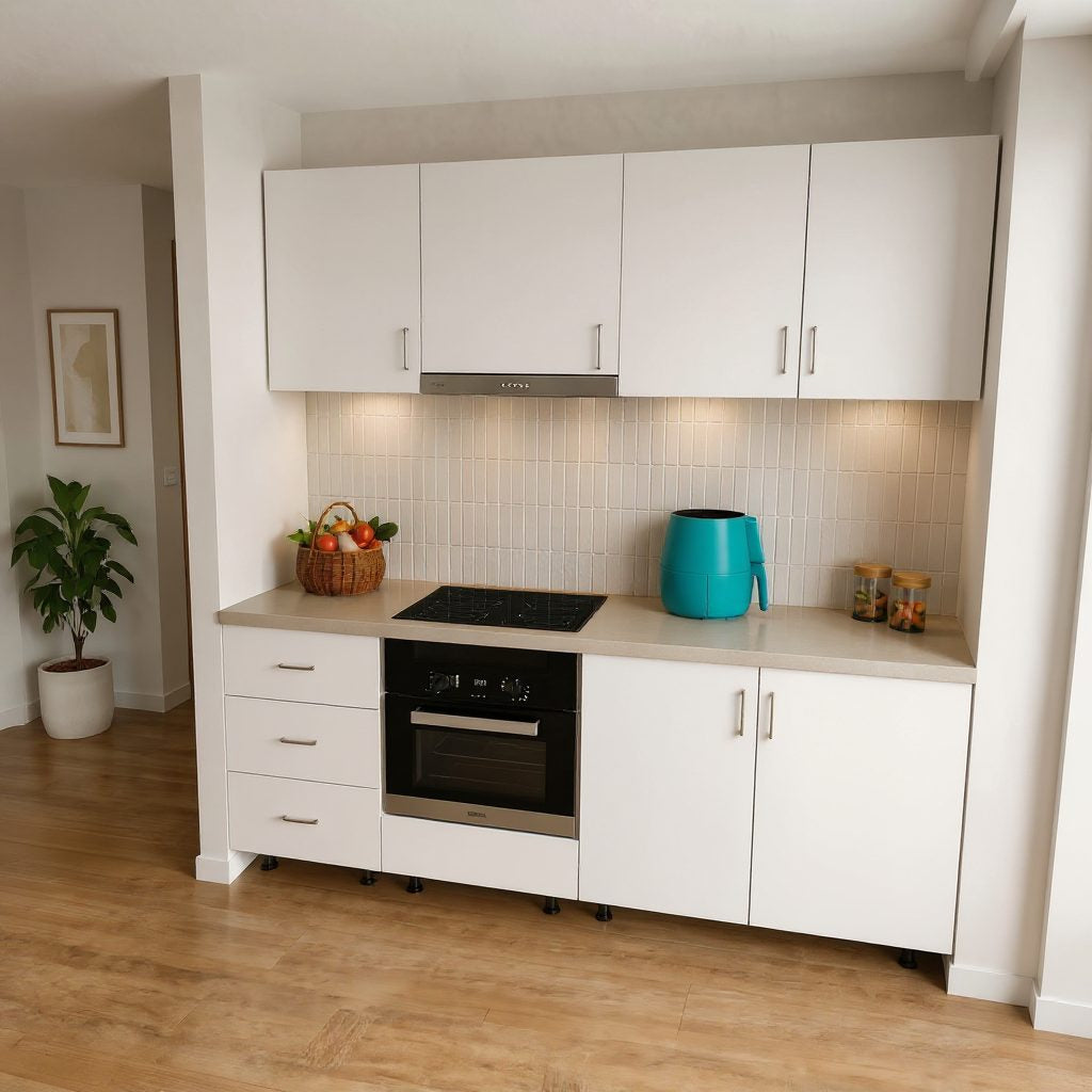 Bucătărie SALAMANCA 1,8 m, alb, fronturi PAL 18 mm, blat termorezistent Arboteca