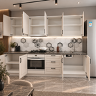 Bucătărie TARRAGONA 2,8 m, casmir, fronturi MDF frezat vopsit Arboteca