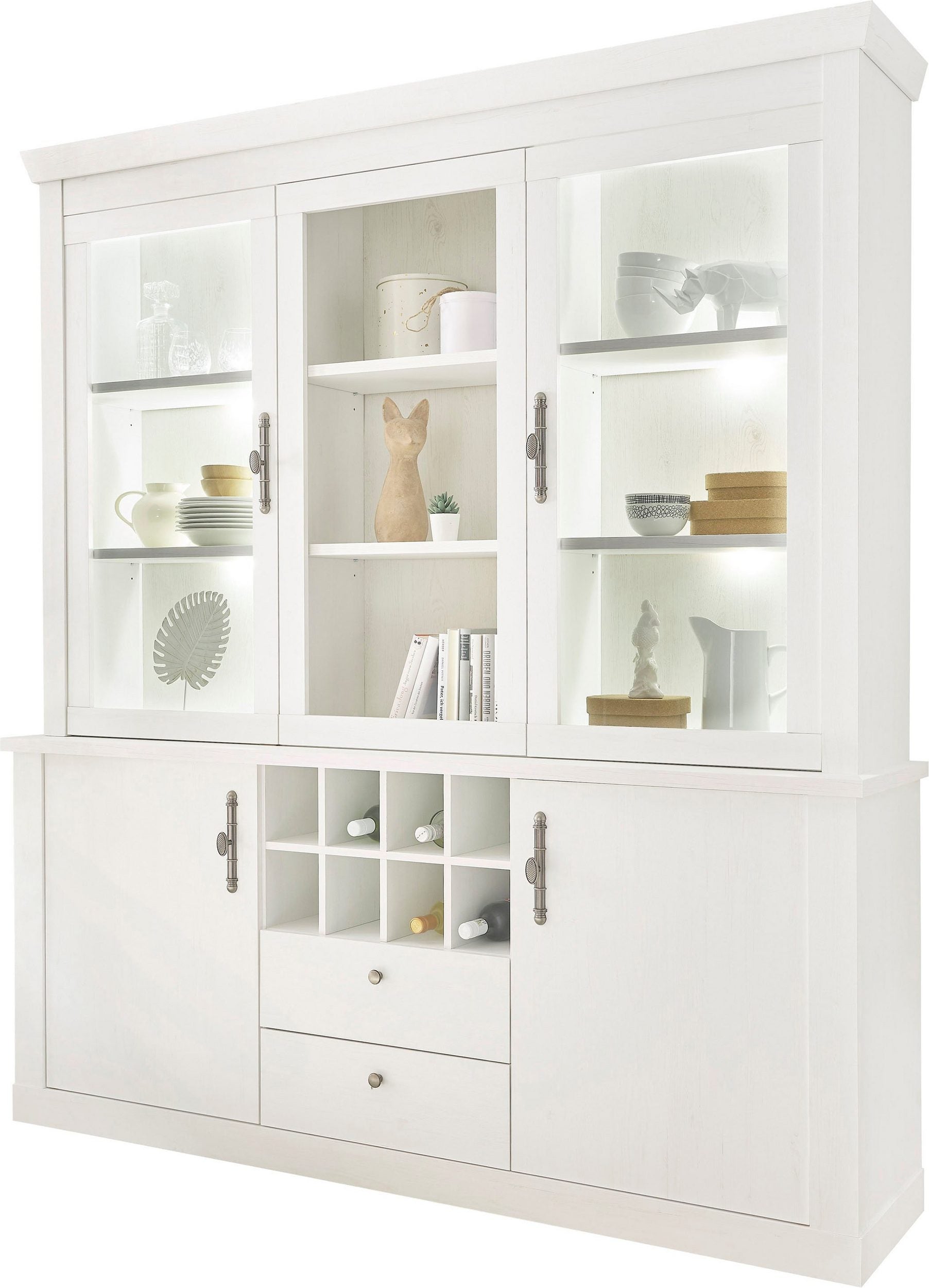 Bufet Ravena, Alb, manere metalice, inaltime 207 cm Arboteca