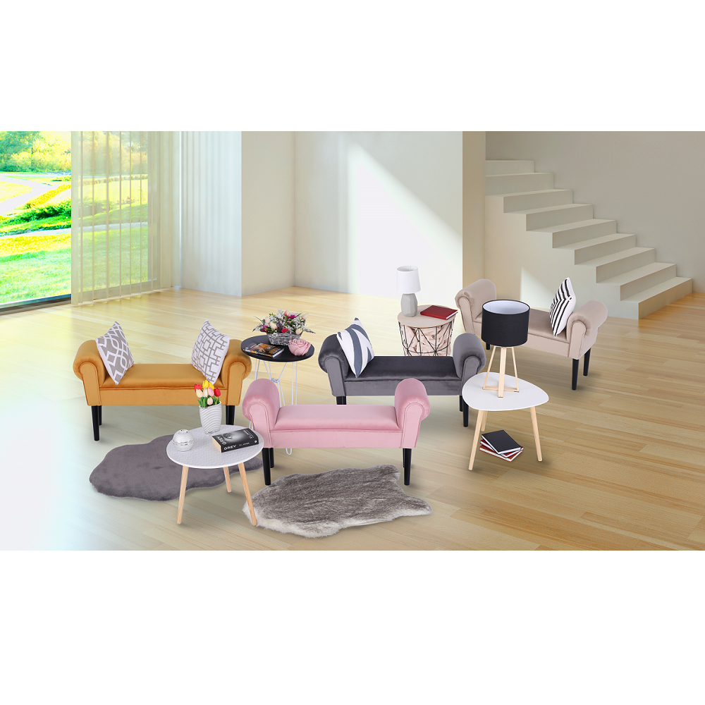 Bancă LINDOS, catifea Velvet, gri/negru, catifea Velvet/lemn, 100x30x56 cm Kondela