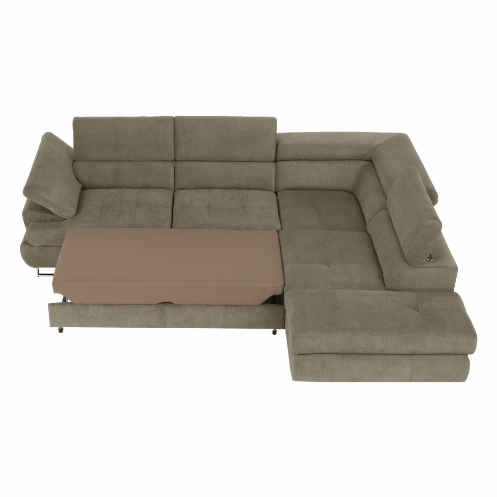 Set canapea cu spațiu de depozitare COMO, maro deschis melanj, pe dreapta, 275x225x71 cm Kondela