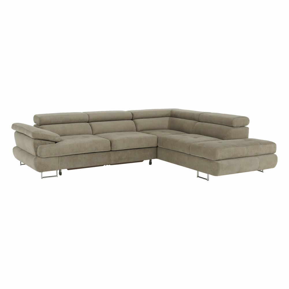 Set canapea cu spațiu de depozitare COMO, maro deschis melanj, pe dreapta, 275x225x71 cm Kondela