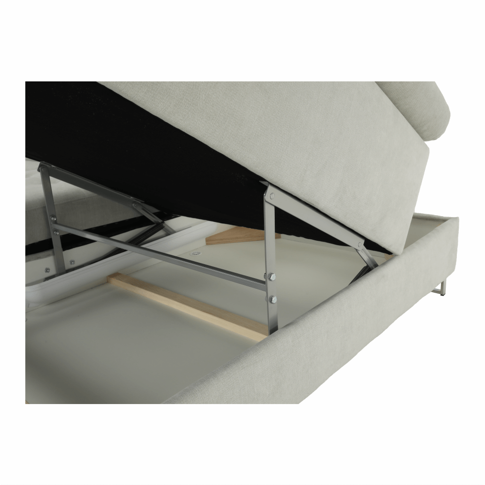 Set canapea cu spațiu de depozitare COMO, gri deschis, pe dreapta, 275x225x71 cm Kondela