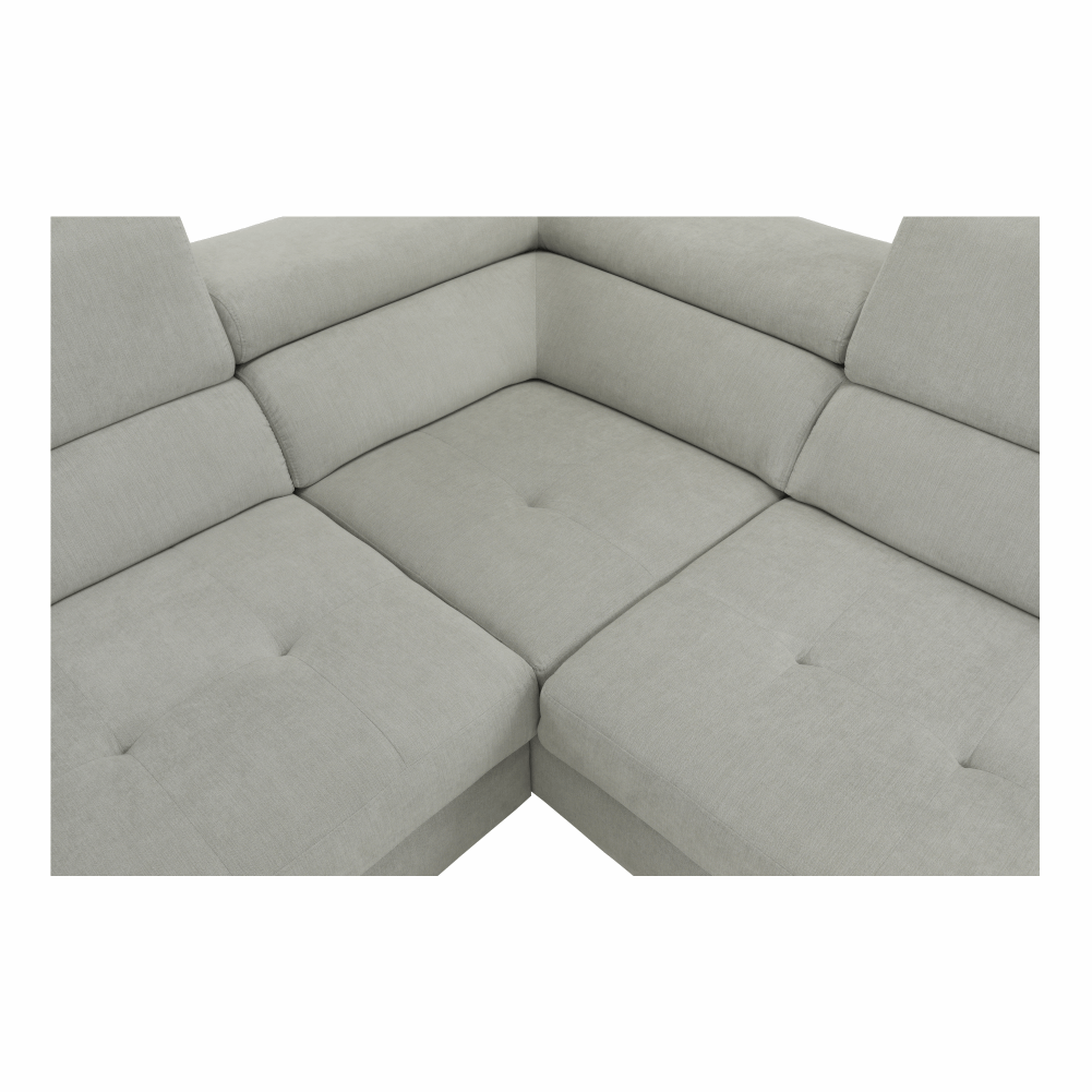 Set canapea cu spațiu de depozitare COMO, gri deschis, pe dreapta, 275x225x71 cm Kondela