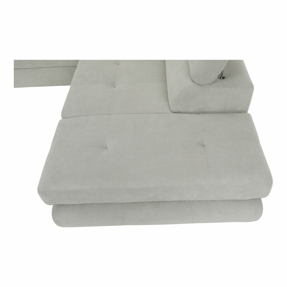 Set canapea cu spațiu de depozitare COMO, gri deschis, pe dreapta, 275x225x71 cm Kondela