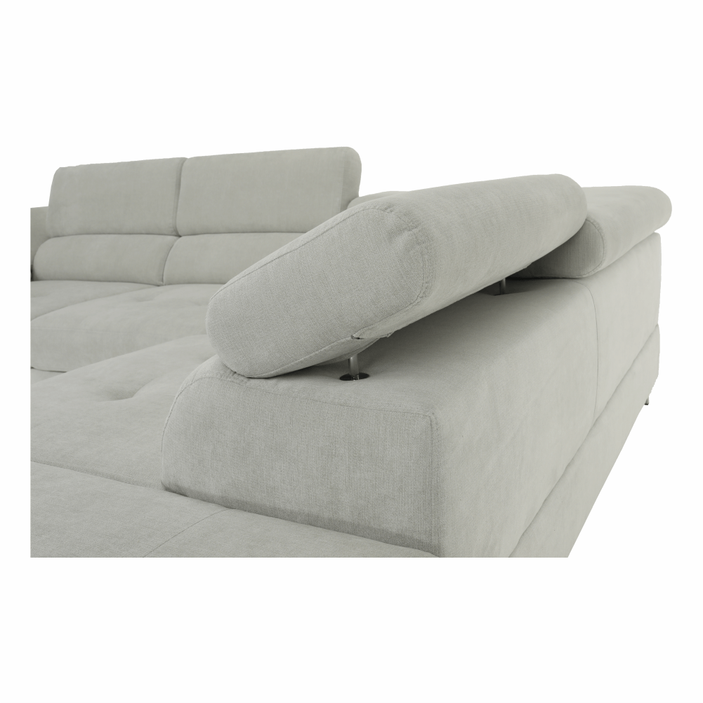 Set canapea cu spațiu de depozitare COMO, gri deschis, pe dreapta, 275x225x71 cm Kondela