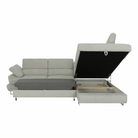 Set canapea cu spațiu de depozitare COMO, gri deschis, pe dreapta, 275x225x71 cm Kondela