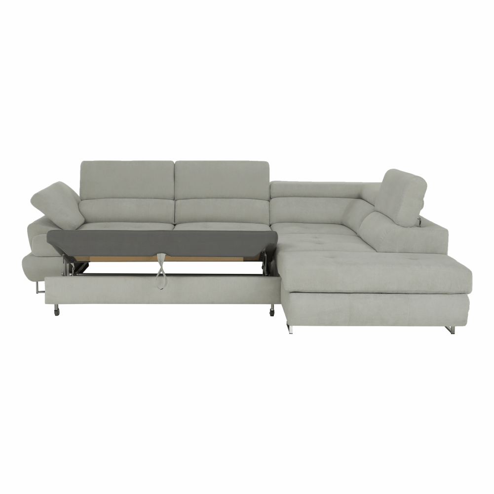 Set canapea cu spațiu de depozitare COMO, gri deschis, pe dreapta, 275x225x71 cm Kondela