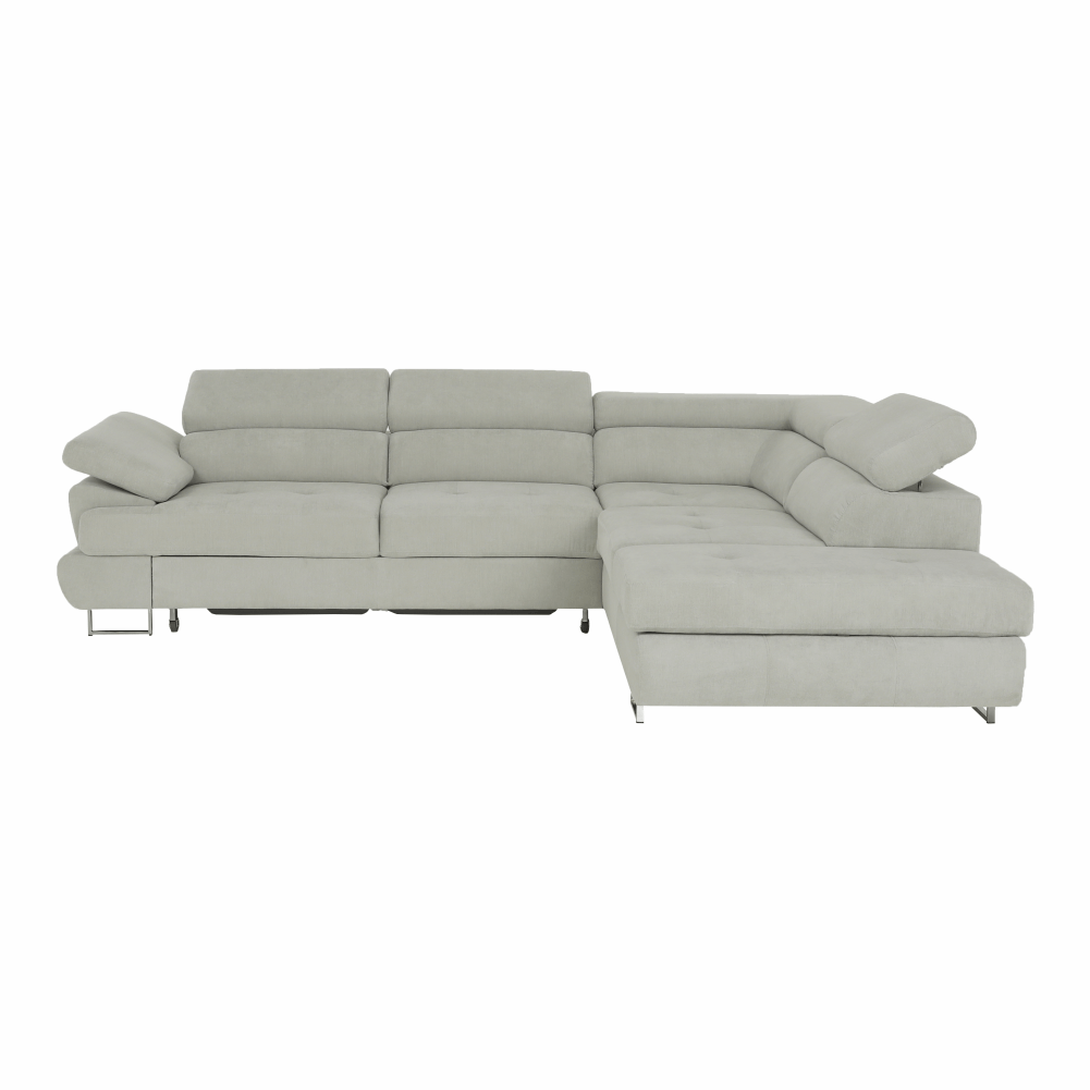Colțar cu spațiu de depozitare COMO, gri deschis, pe dreapta, 275x225x71 cm Kondela