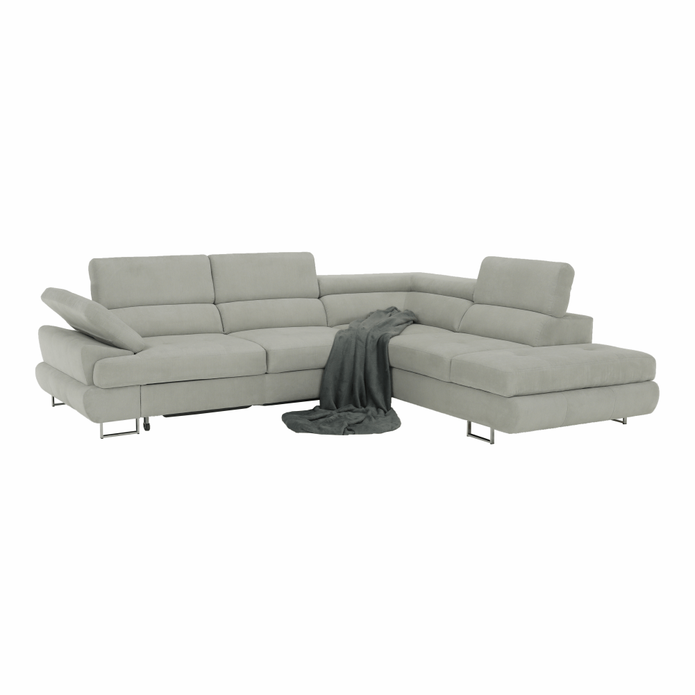 Set canapea cu spațiu de depozitare COMO, gri deschis, pe dreapta, 275x225x71 cm Kondela