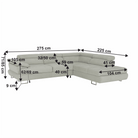 Set canapea cu spațiu de depozitare COMO, gri deschis, pe dreapta, 275x225x71 cm Kondela