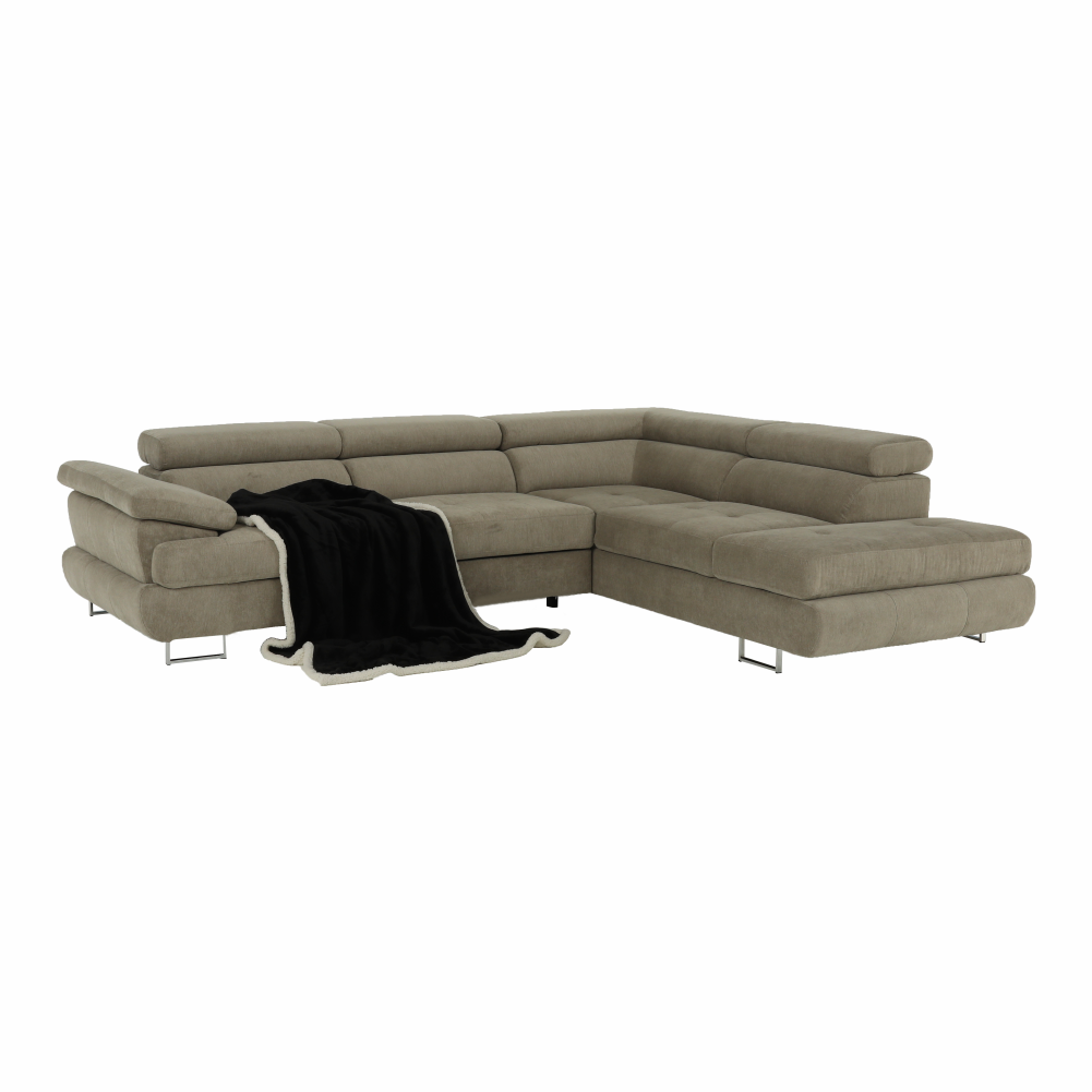 Set canapea COMO, maro deschis melanj, pe dreapta, 275x225x71 cm Kondela