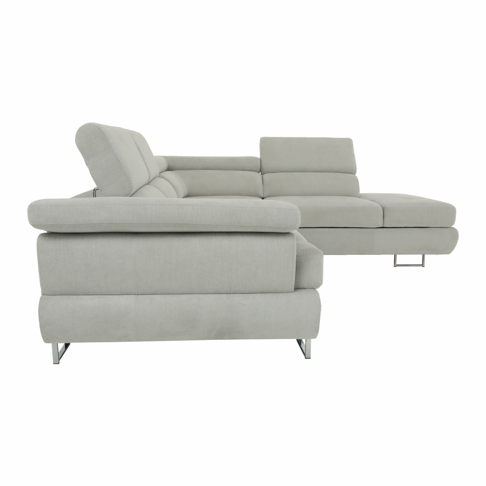 Set canapea COMO, gri deschis, material textil, pe dreapta, 275x225x71 cm Kondela