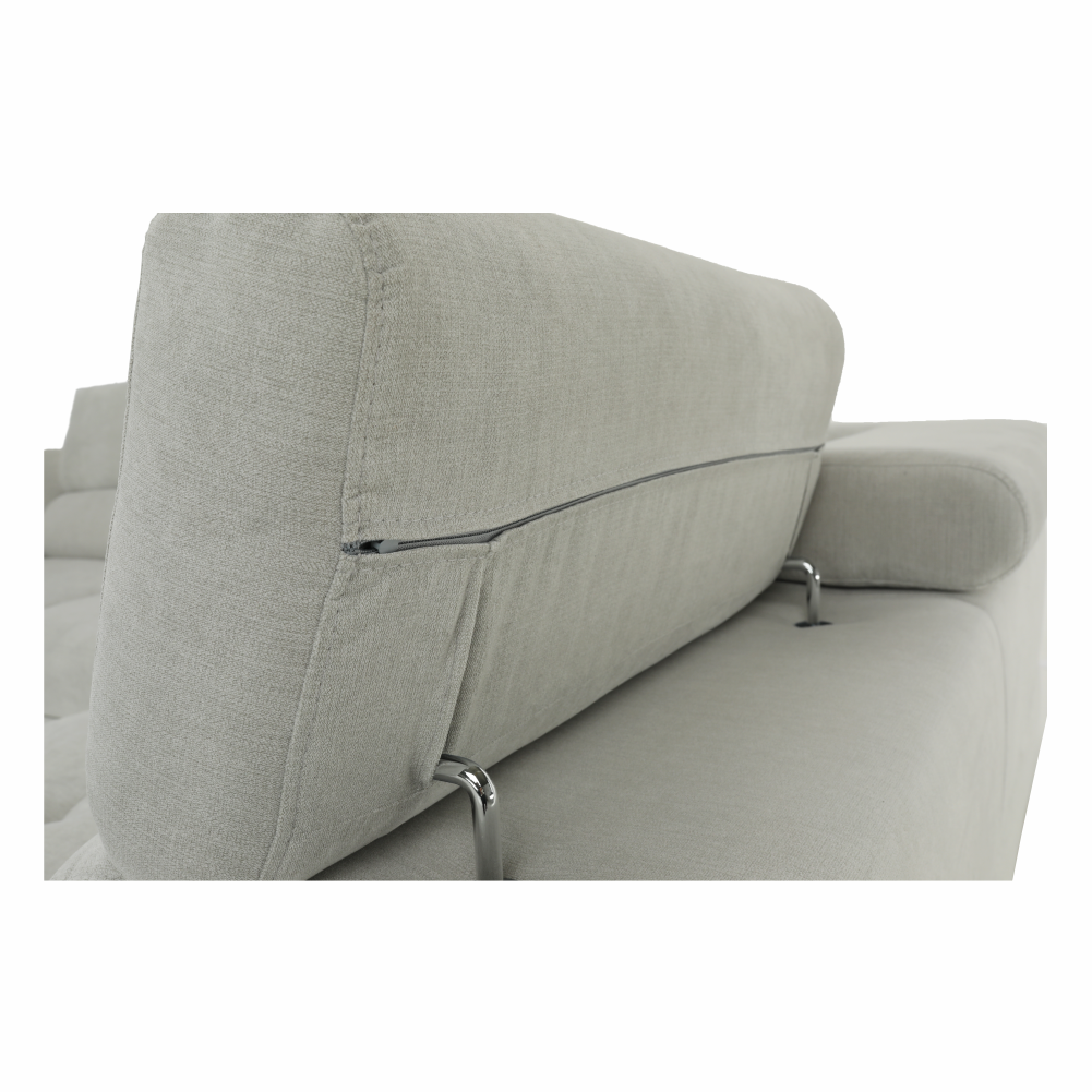 Set canapea COMO, gri deschis, material textil, pe dreapta, 275x225x71 cm Kondela