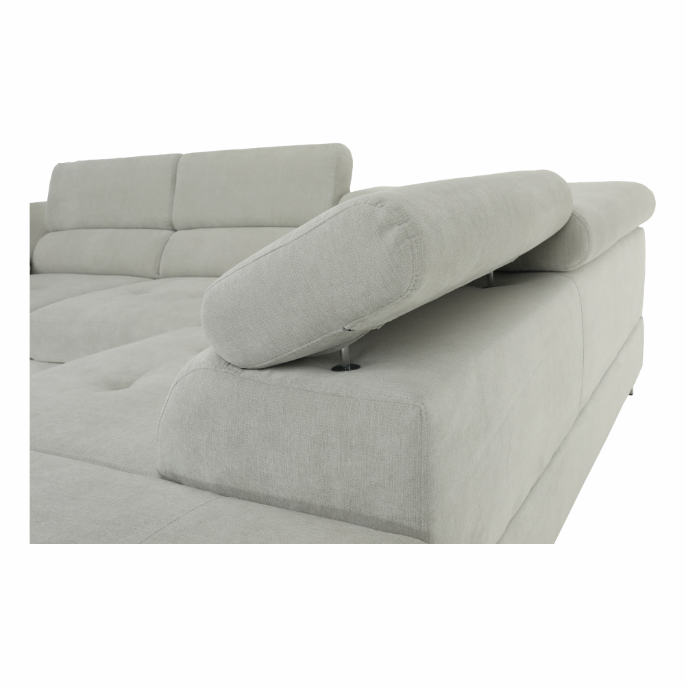 Colțar COMO, gri deschis, material textil, pe dreapta, 275x225x71 cm Kondela